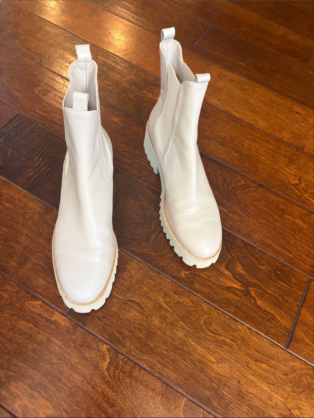 Freda Salvador Women's Cream Chelsea Lug Boots - Smooth Leather